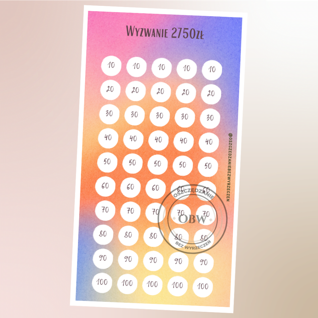 Wyzwanie kwotowe 2750 zł