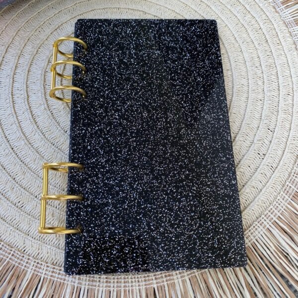 Segregator A6 akrylowy - Czarny brokat