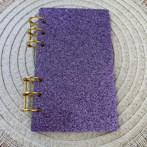 Segregator A6 akrylowy - Fioletowy brokat